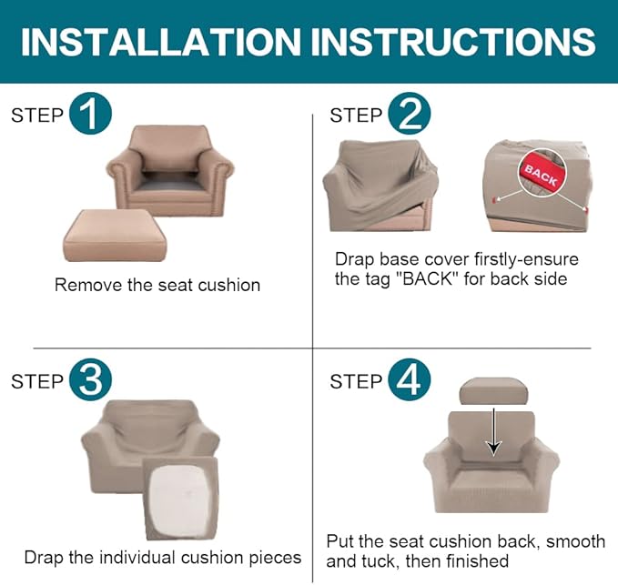 Turquoize 2 Piece Chair Covers Chair Slipcovers - Image 6