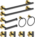 Towel Bar Set Mattel Black, Bathroom Accessories Set 5pcs Including 16'' Tower Bar, Towel Ring and 2 PCS Towel Hooks