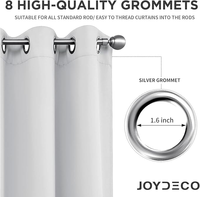 Joydeco White Curtains 95 Inches Long 2 Panels Set, Thermal Insulated Long - Image 4