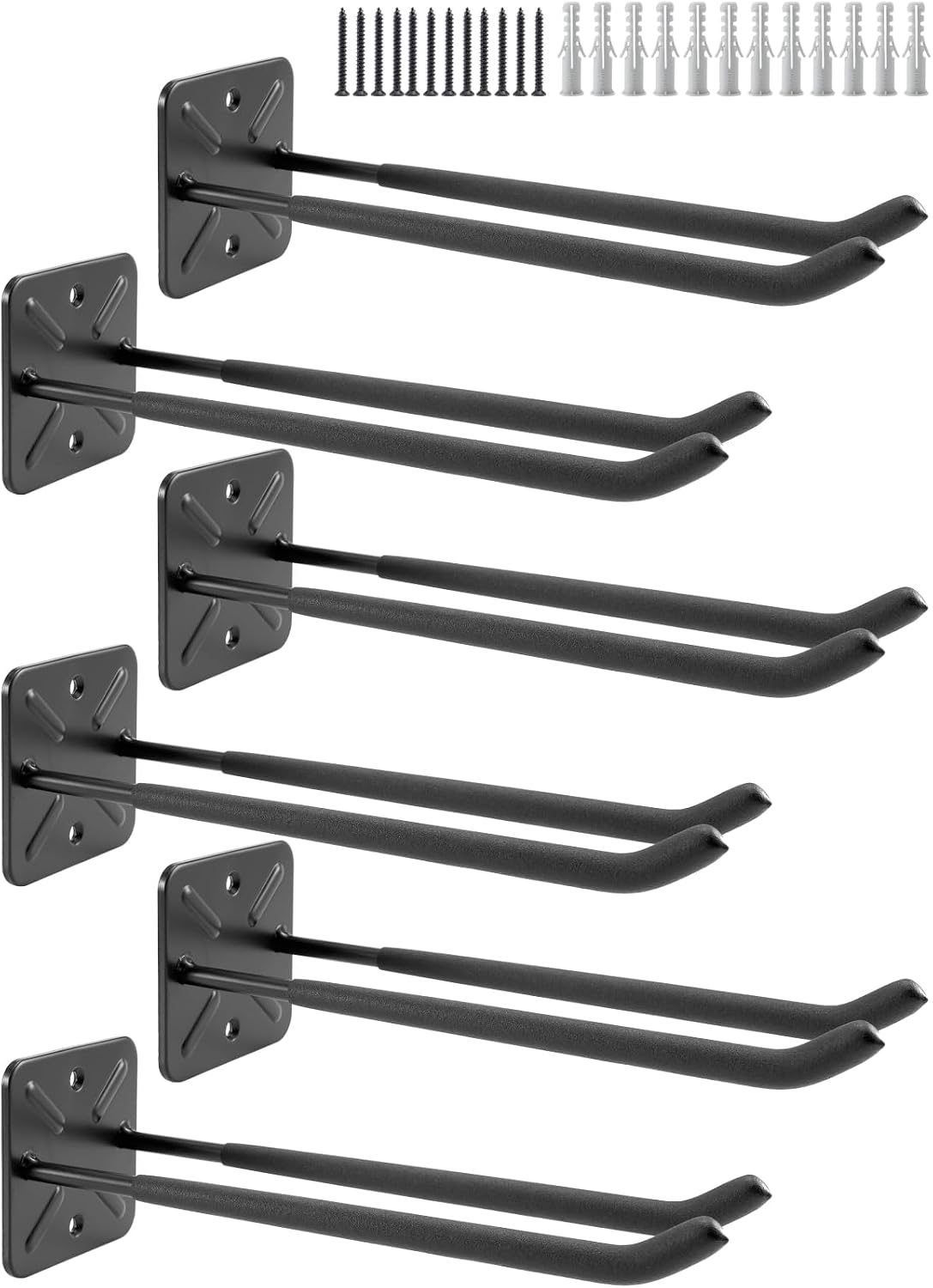 Sinoer 2 Pack Steel Wall Mount Double Garage Storage Hooks