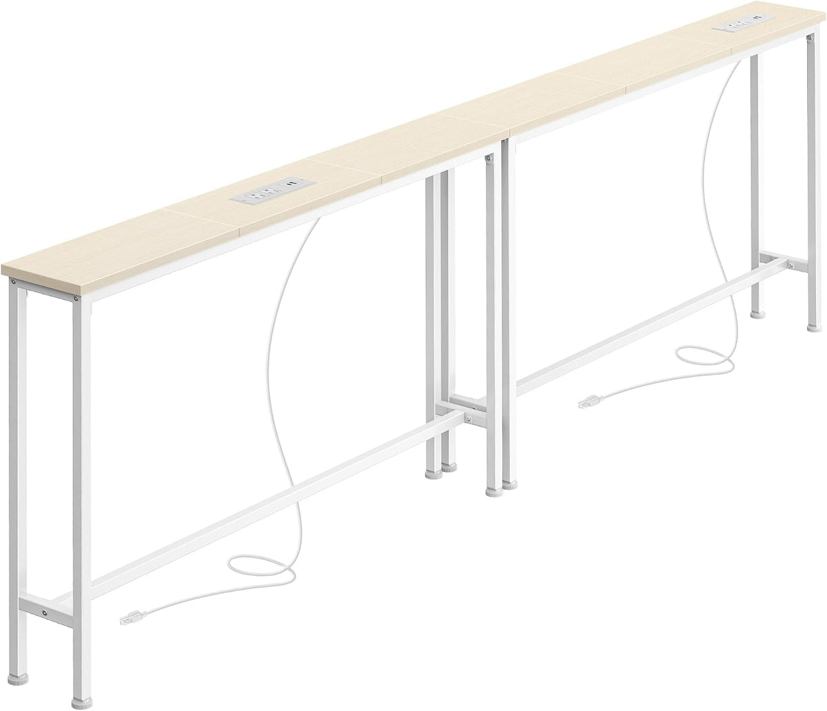 SUPERJARE 78.8 inch Narrow Behind Couch Table with Charging Stations