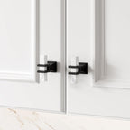 Haliwu 10 Pack White Marble Cabinet Knobs T-bar Solid Black Kitchen Handles