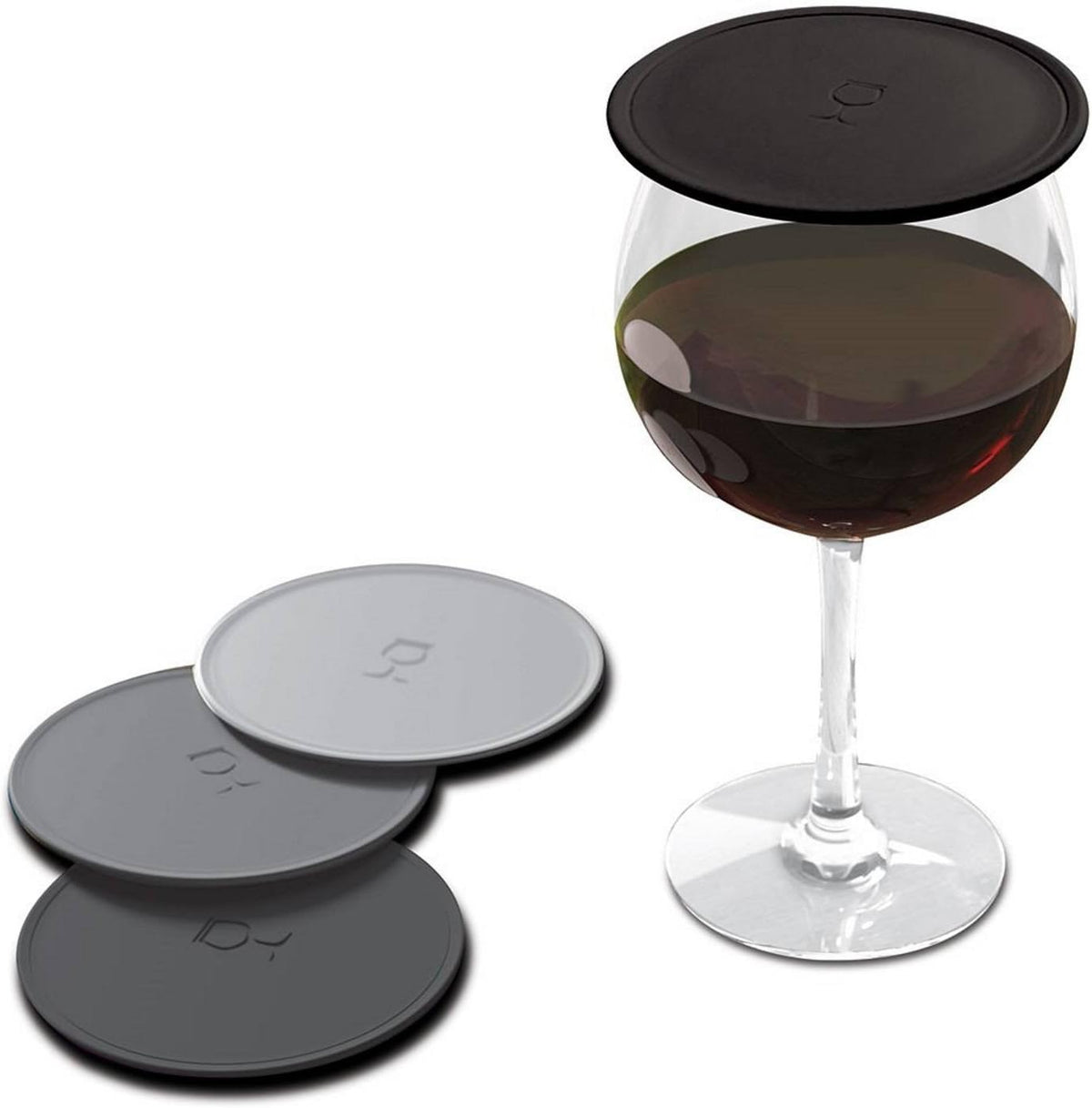 Drink Tops Tap & Seal Outdoor Drinking Glass Cover - Gently Suctions to Glasses to Keep Particles Out & Reduce Splashing - For Wine Glasses, Coffee & Tea Mugs, Beverage Glasses & More - 4pk