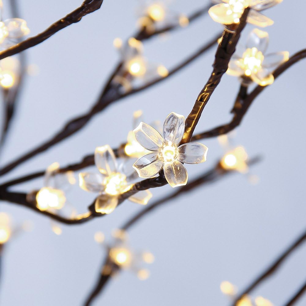 Lightshare Cherry Blossom Tree 5FT 128 LED Lighted Tree for Decoration Inside and Outside, Home Patio Wedding Festival Christmas Decor, Warm White
