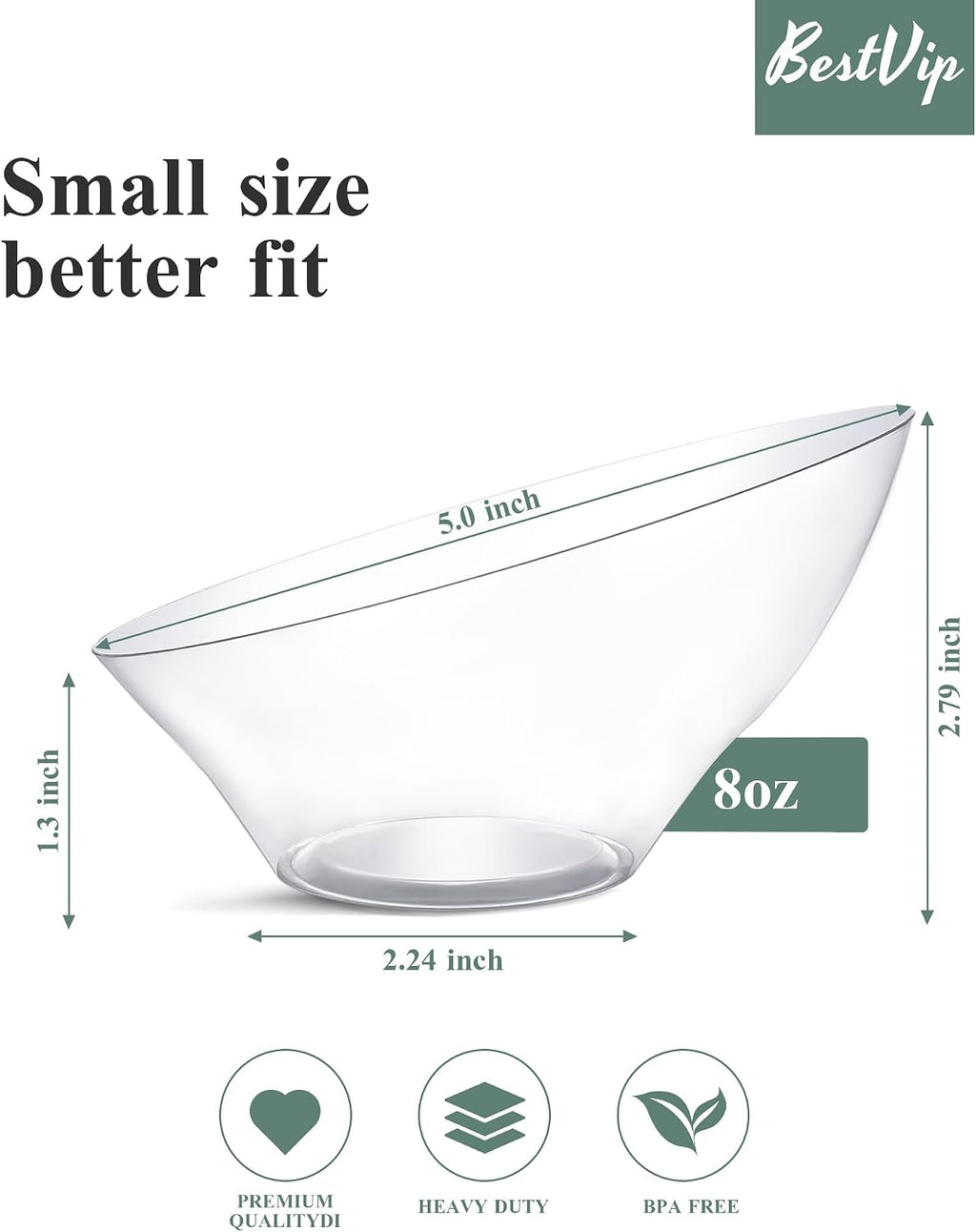 8 Oz Clear Plastic Angled Serving Bowls, 12 Pack