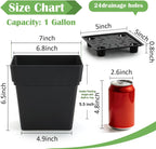 6-Pack 7 Inch Square Planters with Built-in Drainage Tray & Bottom Plug