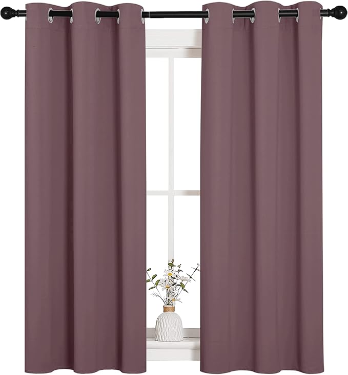 NICETOWN Window Curtain Panels, Dry Rose, 1 Pair, 34 by 54-inch, Thermal - Image 2