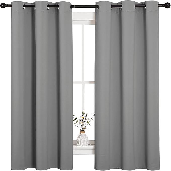 NICETOWN Silver Grey Thermal Insulated Grommet Blackout Curtains, Kids Window - Image 2