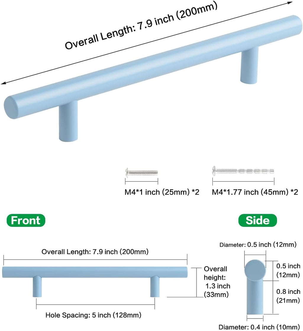 5 Pack Blue Pulls for Cabinets and Drawers 5 Inch Hole to Hole Dresser Drawer Handles Coastal Closet Door Pulls Kids Room Furniture Hardware Handle