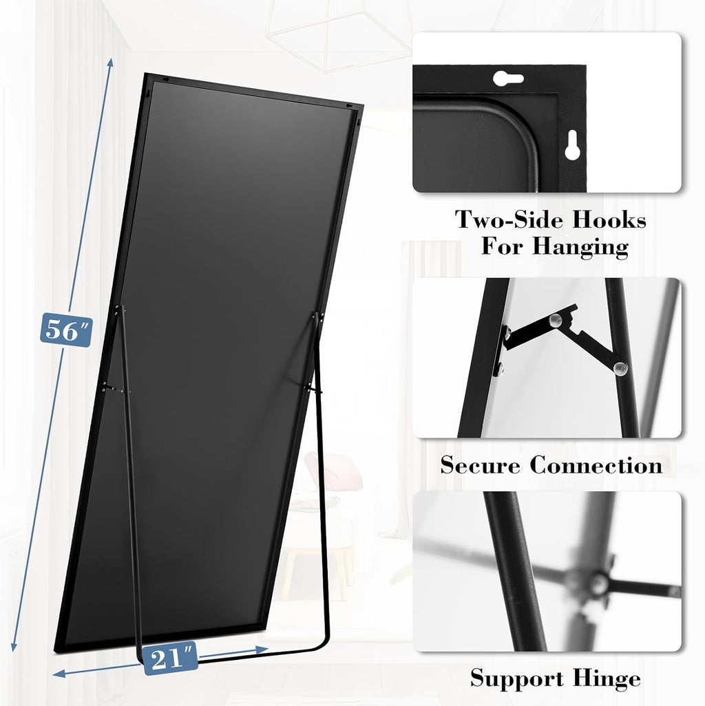 DUMOS 64"x21" Full Length Mirror with Stand, Full Body Floor Mirror