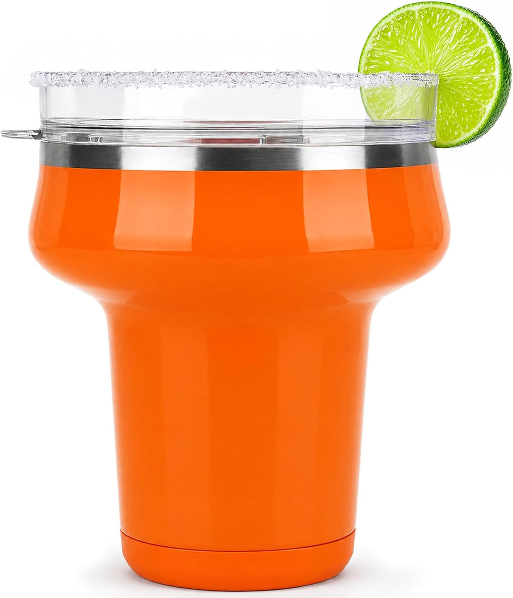 Sursip 16oz Insulated Margarita Tumbler, Cocktail Glass with Lid & Straws
