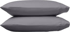 Amazon Basics 400 Thread Count 100% Cotton Pillow Cases, Soft, Wrinkle Resistant, Sateen Weave, Standard Size, 30" x 20", Dark Gray, Set of 2