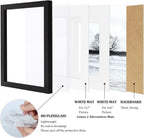 Egofine 8x10 Picture Frames Set of 4, Made of Solid Wood Covered by Plexiglass 4x6 and 5x7 with Mat or 8x10 without Mat, for Table Top Display and Wall Mounting Photo Frame Black