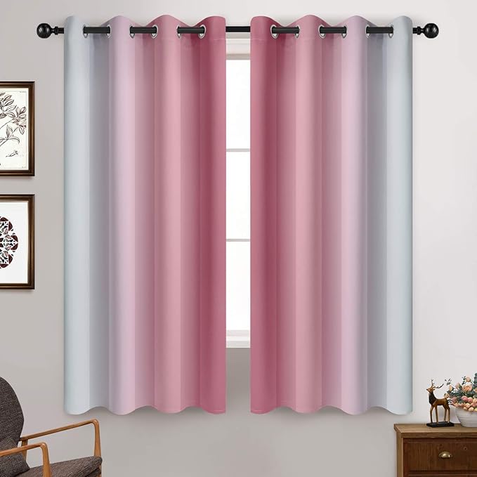 Yakamok 63 Inch Length Ombre Curtains, Thermal Insulated Grommet Window Drapes - Image 2