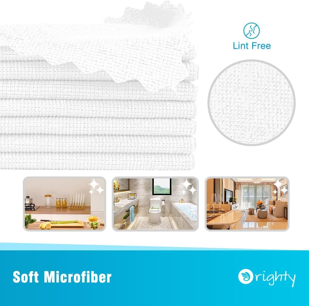 Orighty Microfiber Cleaning Cloth Bulk, 150 Pack Shop Towels 12x12in, White