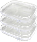 3PCS Clear Hard Plastic Zipper Case, Double Zippers Hard Pouch, Portable Travel Organizer Bin Clear Makeup Bag for Toy Storage, Snack Bag, Cosmetics, Diaper Bag, Toiletry Bag (3PCS-M)