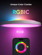 Govee Smart Ceiling Light, RGBIC 2400LM 2700K-6500K 12 Inch 1 Pack White