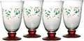 Pfaltzgraff Winterberry 4-Piece Hand-Painted Glass Water Goblets 14 oz