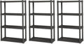 Sterilite 4 Shelf Unit, Heavy-Duty Plastic Utility Storage Rack, 3-Pack