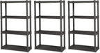 Sterilite 4 Shelf Unit, Heavy-Duty Plastic Utility Storage Rack, 3-Pack