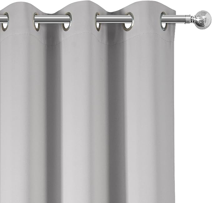 LEMOMO Blackout Curtains 66 x 72 Inch Long Light Grey Curtains Set of 2 Panels - Image 6