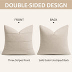 MIULEE Decorative Linen Throw Pillow Covers 20x20 Natural Beige Striped