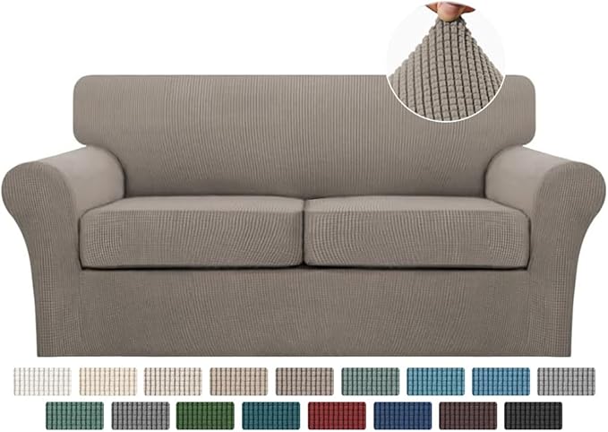 Turquoize 3 Piece Sofa Covers for 2 Cushion Couch Sofa Slipcover Soft Couch by Turquoize