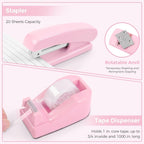 SKYDUE 10 Pcs Pink Desk Accessories, Pink Office Supplies Set