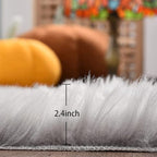 ORINOVA Light Grey Furry Washable Area Rugs - Image 2