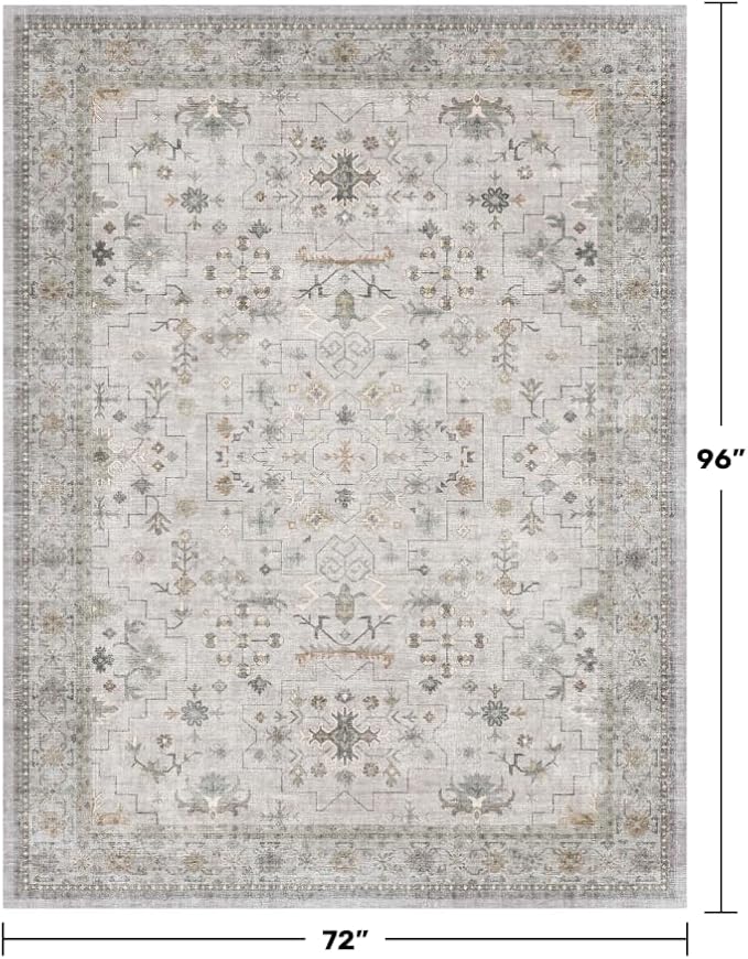 Hazo Haus Boho Light Grey Living Room Rug 6x8 - Image 2