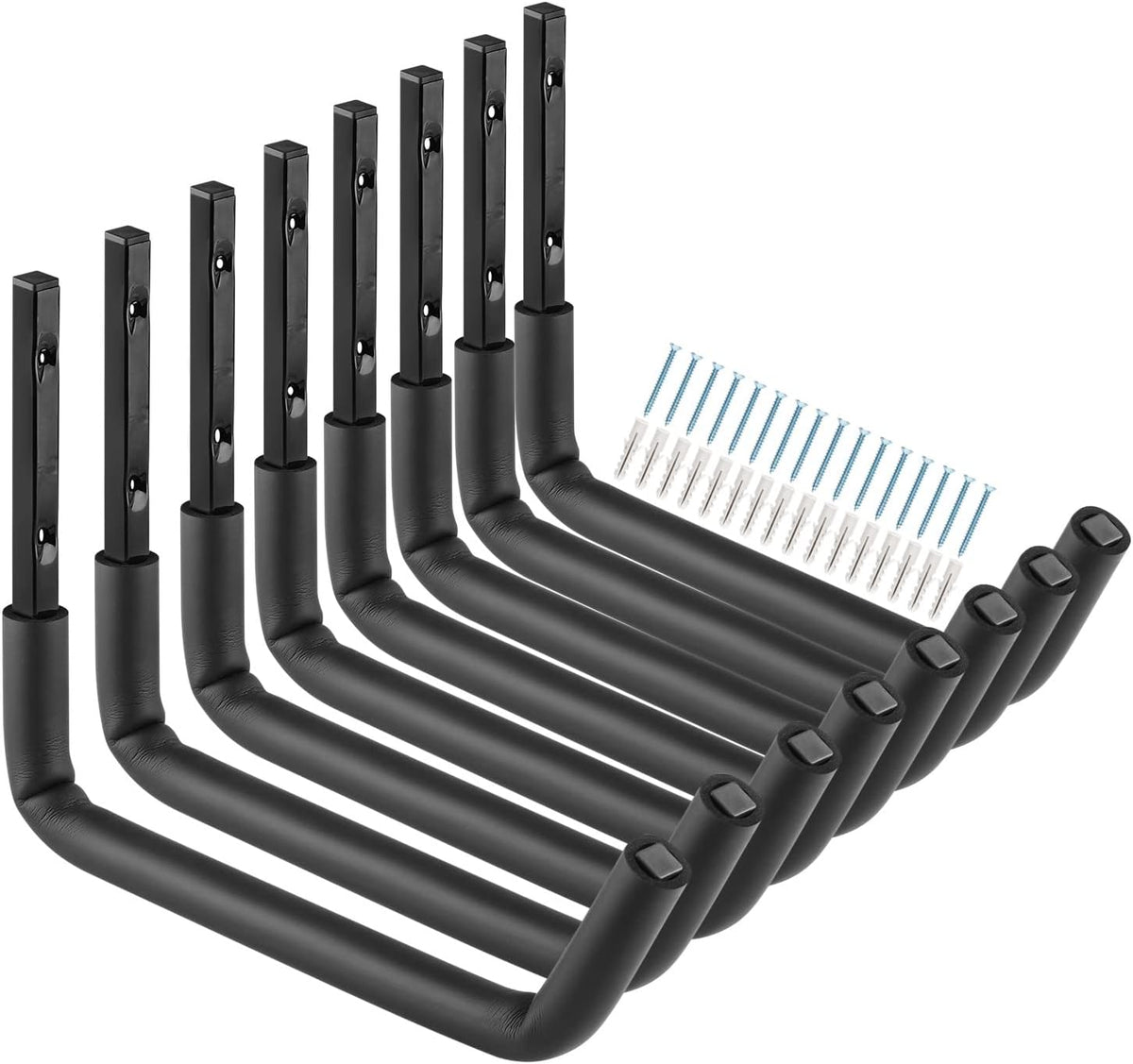 Garage Storage Ladder Hooks with 12" Jumbo Arm, 8 Pack Heavy Duty Wall Mounted Storage Hanger Utility Organizer for Bicycle, Folding Chairs, Bike and Garden Tools