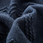 BOURINA Navy Throw Blanket 60x80 Inches Throw Textured Solid Soft Sofa Throw - Image 5