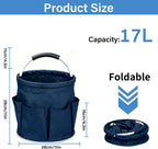 17L Foldable Storage Basket Cleaning Caddy with Handle Portable Multi Cleaning Bucket Bag for Home, Garden, Outdoor Camping (Blue)