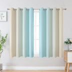Estelar Textiler Aqua and Beige Ombre Blackout Curtains 45 Inch Length - Image 2