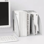 A4 File Holder, Magazine Organizer, Desk Organizer, Compartments, Bookcase, Document Divider, Paper Box, Bookends, Shelves (Grey, 3'