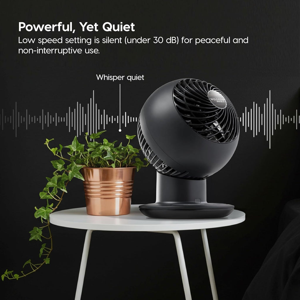 IRIS USA WOOZOO Air Circulator Fan with Remote, 5 Speeds, Quiet Fan, Black