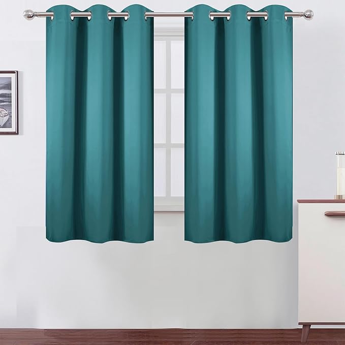 LEMOMO Sea Teal Blackout Curtains 42 x 54 Inch Length Set of 2 Panels Grommet by Lemomo
