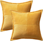 MIULEE Golden Yellow Corduroy Pillow Covers 16x16 Inch - Image 6