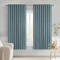 MIULEE Greyish Blue Back Tab Blackout Curtains 63 Inch Length 2 Panels Set by MIULEE