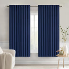 MIULEE Navy Blue Back Tab Blackout Curtains 63 Inch Length 2 Panels Set by MIULEE
