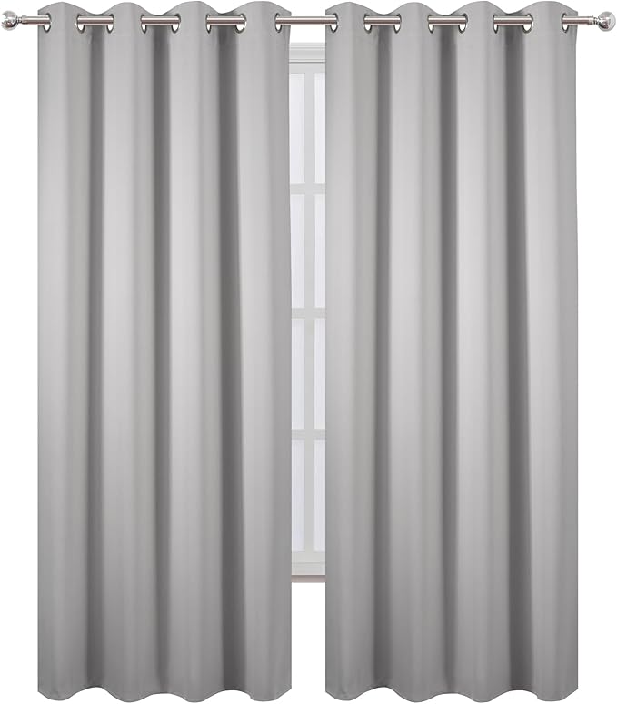 LEMOMO Blackout Curtains 52 x 120 Inch Long Light Grey Curtains Set of 2 Panels - Image 2