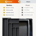 Pipishell Expandable Bamboo Silverware Drawer Organizer, Black, Large