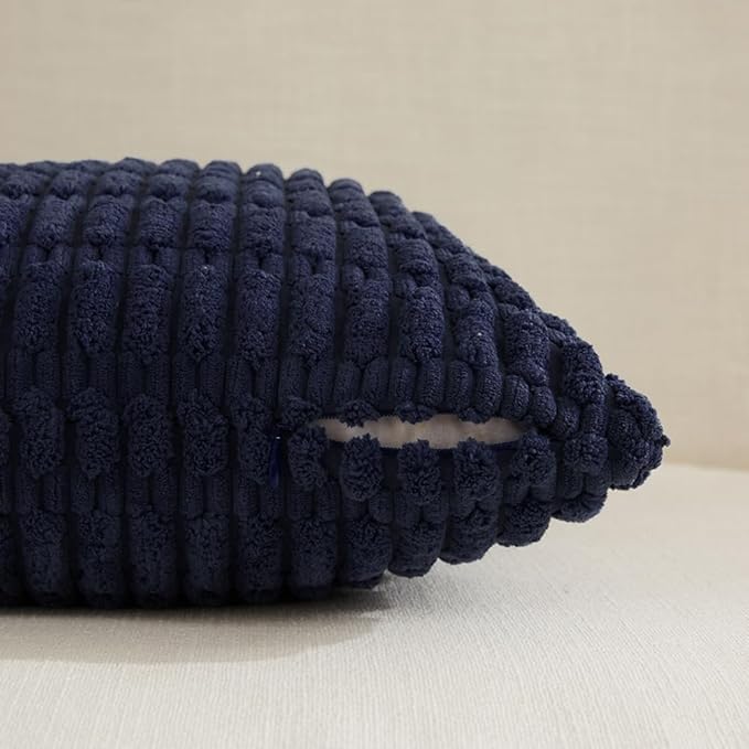 Fancy Homi 4 Packs Navy Blue Decorative Throw Pillow Covers 24x24 Inch - Image 3