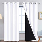 Yakamok Pure White 100% Blackout Curtains, 2 Thick Layers Completely Blackout by Yakamok