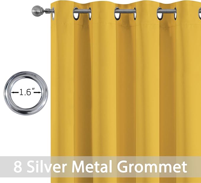 Yakamok Wide Thermal Blackout Patio Door Curtain Panel, Mustard Yellow Grommet - Image 2