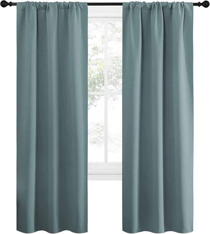 NICETOWN Greyish Blue Blackout Curtains Panels - Image 2