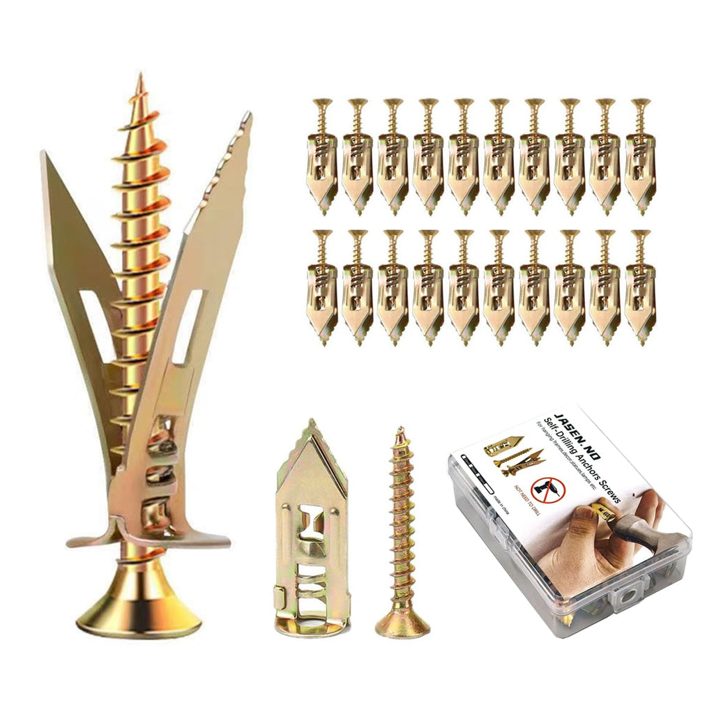 Self-Drilling Drywall Anchors,Heavy Duty Drywall Anchors and Screws kit,Door Hinge Repair Tool,Dry Wall Anchors for Fixing wall Decor, Furniture,Statues,Photo Frames (1.18IN,100Pcs)