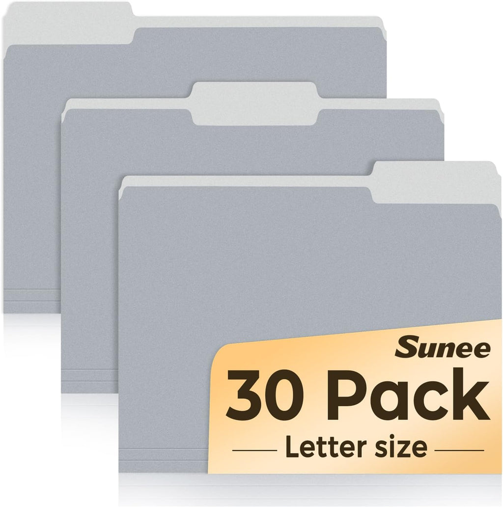 SUNEE File Folders, 30 Pack Manilla Folders 8.5 x 11, Colored File Folders Home Office School Supplies for Documents Files Paper, Pink