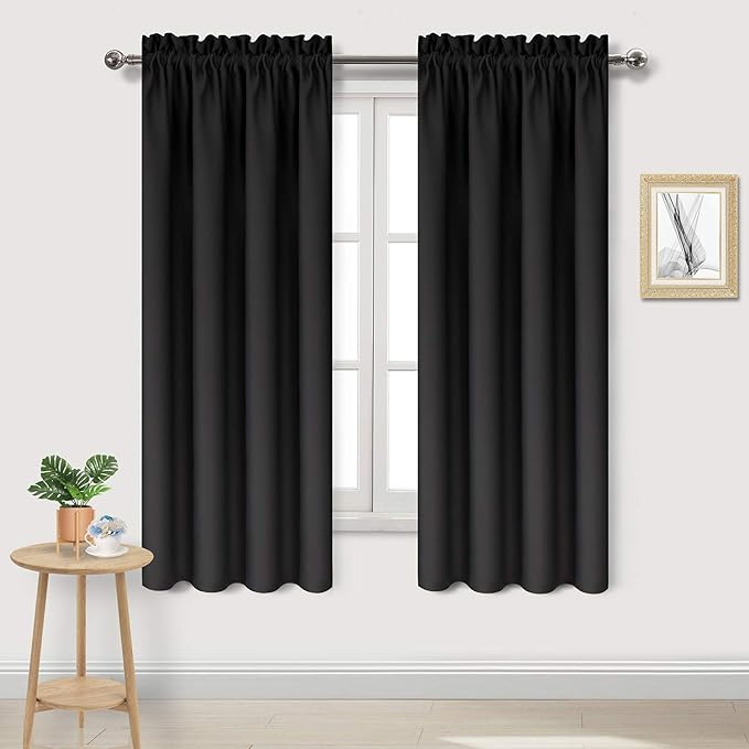DWCN Black Room Darkening Blackout Curtains by DWCN