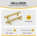 Goldenwarm 10 Pack 3 inch Gold Cabinet Handles Brushed Gold Cabinet Pulls